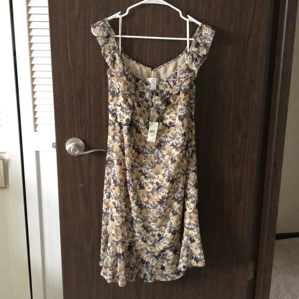 NWT Loft Petite tan floral dress